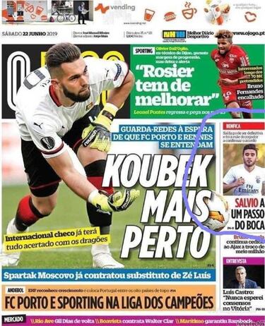 En Portugal dan por hecho la llegada de Salvio a Boca