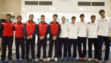 De izda. a dcha.: Andújar, López, Marrero, Bautista, Moyá, Soares, Dutra Silva, Belluci, el capitán Joao Zwetsch y Melo.