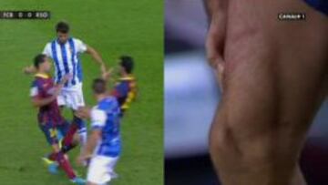 Mascherano se retiró lesionado tras una 'entrada' de Busquets