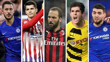 Eden Hazard, &Aacute;lvaro Morata, Gonzalo Higua&iacute;n, Christian Pulisic y Mateo Kovacic.