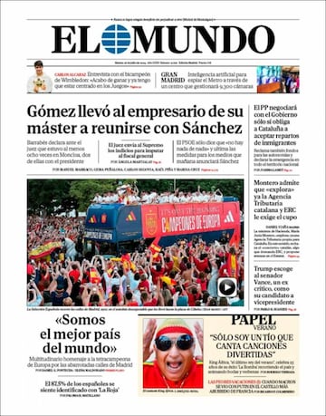 Fiestón, apoteósico... las portadas recogen la gran fiesta de la Selección Española