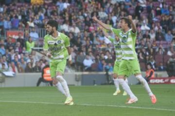 Celebración de Lafita después de anotar el gol 2-2  de cabeza 