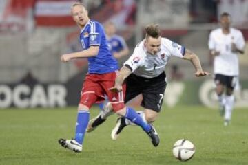 Liechtenstein-Austria. Marko Arnautovic y Martin Buechel.