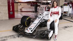 Tatiana Calder&oacute;n, durante su primer test con el Alfa Romeo Sauber C37. 