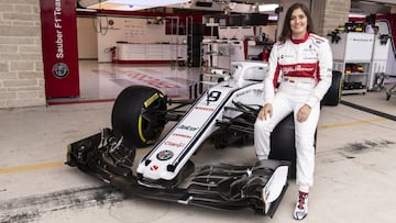 Tatiana Calder&oacute;n, durante su primer test con el Alfa Romeo Sauber C37. 