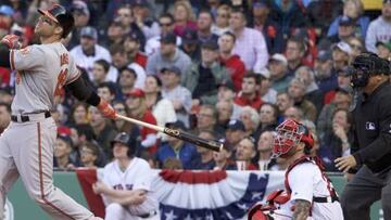 Chris Davis, con el home run que dio la victoria a los Orioles sobre los Red Sox.