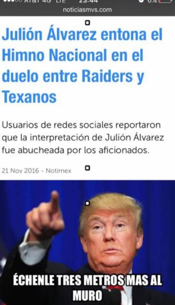 El duelo entre Raiders y Texans terminó dejando varios memes, en donde ninguno de los dos equipos se salvó.