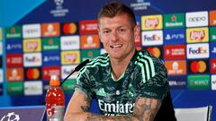 Toni Kroos, jugador del Real Madrid, en la rueda de prensa previa al Real Madrid-Manchester City de semifinales de la Champions.