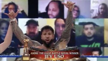 Jey Uso tras ganar la batalla real en honor a Andre el Gigante.