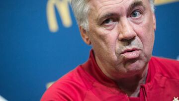 Bayern Munich&#039;s new coach Carlo Ancelotti holds a press conference in Charlotte, North Carolina, on July 29, 2016, on the eve of Bayern&#039;s International Champions Cup match against Inter Milan. / AFP PHOTO