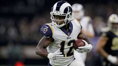 NEW ORLEANS, LOUISIANA - JANUARY 20: Brandin Cooks #12 of the Los Angeles Rams runs the ball against the New Orleans Saints during the third quarter in the NFC Championship game at the Mercedes-Benz Superdome on January 20, 2019 in New Orleans, Louisiana.   Jonathan Bachman/Getty Images/AFP
 == FOR NEWSPAPERS, INTERNET, TELCOS &amp; TELEVISION USE ONLY ==