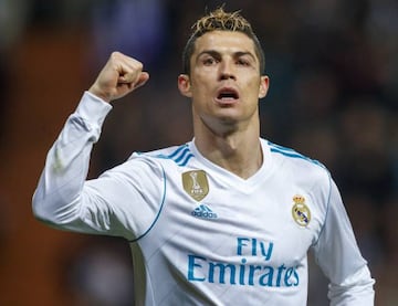 Hat-trick hero Cristiano Ronaldo celebrates.           ALEGRIA