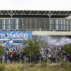 El Espanyol celebra el ascenso en Cornellá