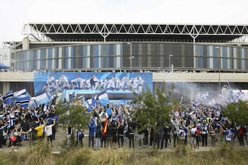 El Espanyol celebra el ascenso en Cornellá