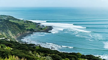 Olas en Raglan, Nueva Zelanda
