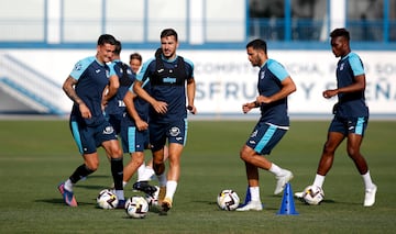 Javi Hernández, durante un entrenamiento de pretemporada.