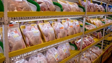 Chickens are displayed for sale in the meat department of a grocery store in the Brooklyn borough of New York U.S., May 5, 2020. REUTERS/Lucas Jackson