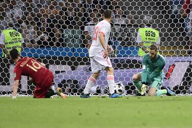 2-1. David de Gea en el segundo gol de Cristiano Ronaldo.