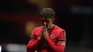 Diego Abitia of Toluca during the game Toluca vs FC Juarez, corresponding to day 15 of the Torneo Clausura Grita Mexico C22 of Liga BBVA MX, at Nemesio Diez Stadium, on April 19, 2022.

<br><br>

Diego Abitia de Toluca durante el partido Toluca vs FC Juarez, correspondiente a la jornada 15 del Torneo Clausura Grita Mexico C22 de la Liga BBVA MX, en el Estadio Nemesio Diez, el 19 de Abril de 2022.