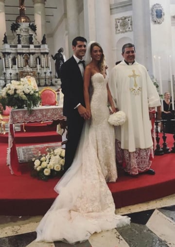 El delantero del Real Madrid Alvaro Morata contrajo matrimonio este s¨¢bado con la italiana Alice Campello en la iglesia del Redentor en la isla de La Giudecca, en Venecia, , y a la boda asistieron compa?eros suyos del equipo blanco como Isco Alarc¨®n o Nacho Fern¨¢ndez.