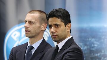 Aleksander Ceferin, junto a Nasser Al Khelaïfi.