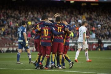 Celebración del segundo gol del conjunto azulgrana. 
