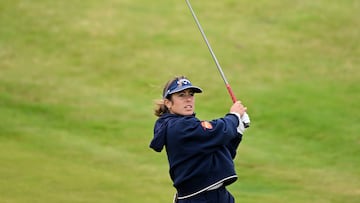 TROON, SCOTLAND - AUGUST 17: Ana Pelaez Trivino of Spain plays her third shot on the first holeduring the third round of the ISPS HANDA Women's Scottish Open at Dundonald Links Golf Course on August 17, 2024 in Troon, Scotland. (Photo by Paul Devlin/Getty Images)