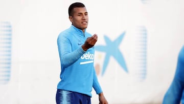 Jeison Murillo durante un entrenamiento con el Barcelona.