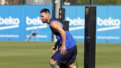 Leo Messi, entrenando con el Barcelona