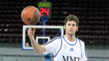 <b>REGRESO. </b>Rudy Fernández, en un entrenamiento del Madrid.