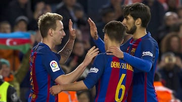 Alegría de Rakitic tras el 6-1 al Celta.