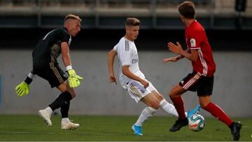 Un lance del amistoso de pretemporada entre Castilla y Mirand&eacute;s.