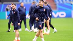 Zivkovic y Jovic, durante el entrenamiento de ayer de Serbia.