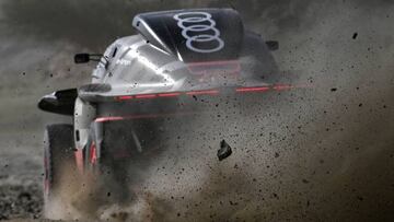 Audi's hybrid driver Stephane Peterhansel and his co-driver Edouard Boulanger of France ride during a training session by the Red Sea in Yanbu on December 30, 2022, ahead of the upcoming 2023 Dakar Rally in Saudi Arabia from December 31 to January 15, 2023. (Photo by FRANCK FIFE / AFP) (Photo by FRANCK FIFE/AFP via Getty Images)