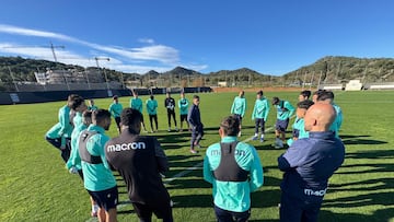 Raúl Guillén, en el entrenamiento previo al choque ante el Marbella FC.