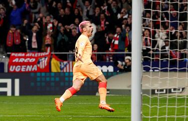 El jugador francés del Atlético de Madrid, Griezmann, celebra el 1-0 al Athletic Club. 
 