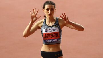 La atleta de salto de altura Mariya Lasitskene, durante los Mundiales de Atletismo de Doha 2019.