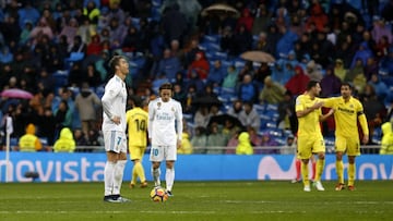 Ronaldo y Modric, desolados tras la derrota con el Villarreal.