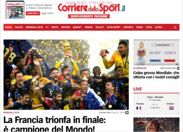 En Italia se enfocaron en los festejos en suelo francés en los puntos más importantes como la Torre Eiffel.