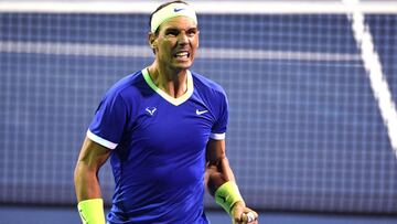 Rafa Nadal celebra un punto durante su partido ante Jack Sock en el Citi Open en el Rock Creek Tennis Center de Washington.