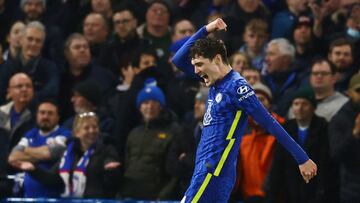 Andreas Christensen, celebra su gol en el Chelsea-Chesterfield de la tercera ronda de la FA Cup.