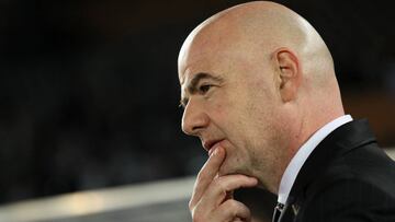 ABU DHABI, UNITED ARAB EMIRATES - DECEMBER 16:    FIFA President Gianni Infantino looks on at the end of the FIFA Club World Cup UAE 2017 final match between Gremio and Real Madrid CF at Zayed Sports City Stadium on December 16, 2017 in Abu Dhabi, United Arab Emirates. (Photo by Matthew Ashton - AMA/Getty Images)