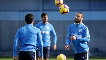 El Málaga entrena en su ciudad deportiva.