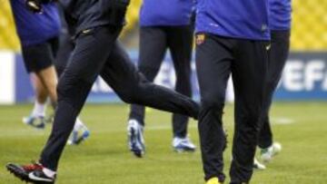 Messi, durante el frio entrenamiento en el Luznikhi.