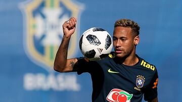 Neymar con la selección brasileña durante el Mundial de Rusia