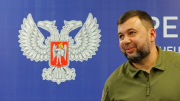 Head of the separatist self-proclaimed Donetsk People's Republic Denis Pushilin attends a news conference on preliminary results of a referendum on the joining of the self-proclaimed Donetsk People's Republic (DPR) to Russia, in Donetsk, Ukraine September 27, 2022. REUTERS/Alexander Ermochenko