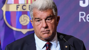 BARCELONA, SPAIN - JUNE 18: Joan Laporta, President of FC Barcelona is seen during the Ordinary Meeting Senat 2025 of the FC Barcelona celebrated at Auditori 1899 on June 18, 2025 in Barcelona, Spain. (Photo by Javier Borrego / AFP7 via Getty Images)