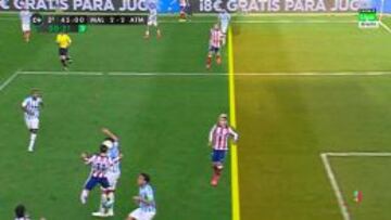 Griezmann, en línea en el gol del empate ante el Málaga