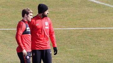 Griezmann y Diego Costa, en el entrenamiento del Atlético.