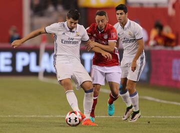 Marco Asensio (R) and Alvaro Morata of Real Madrid during the International Champions Cup match between FC Bayern Muenchen and Real Madrid